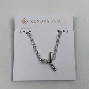 Kendra Scott Silver Chain Necklace with Pearl Detail Adjustable 18” New NWT